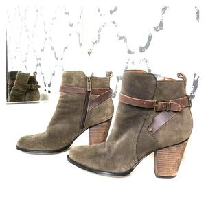 Ivanka Trump Army Green suede bootie